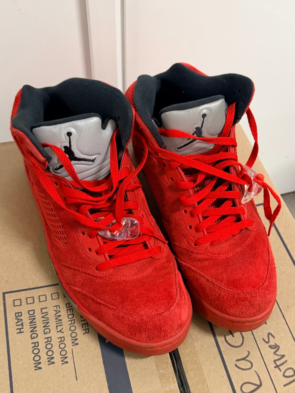 Jordan Men's Red Suede High-Top Sneakers
